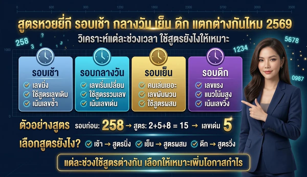 สูตรหวยยี่กี รอบเช้า กลางวัน เย็น ดึก ต่างกันไหม 2569