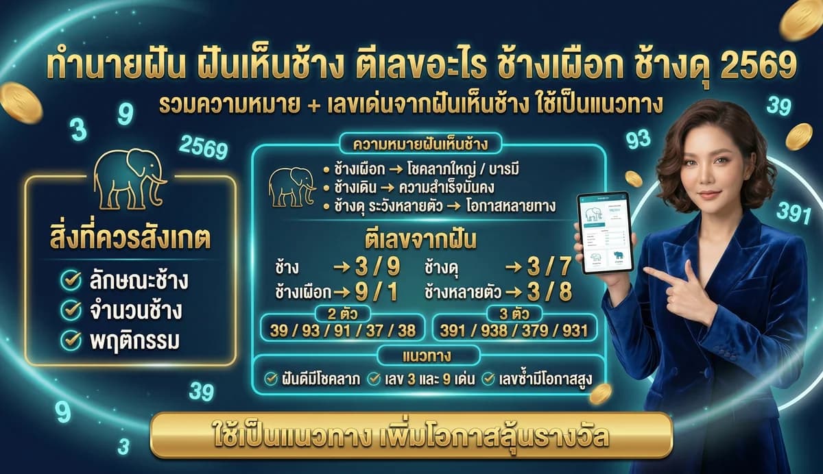 ทำนายฝัน ฝันเห็นช้าง ตีเลขอะไร ช้างเผือก ช้างดุ 2569